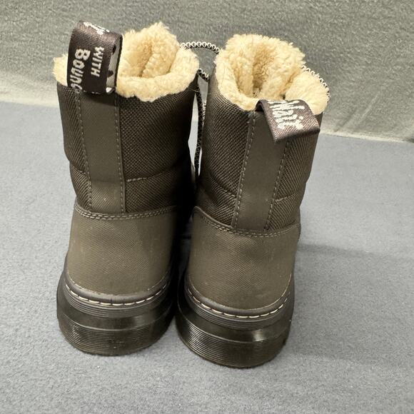 Dr Doc Martens Boots Womens 10 Combs Gunmetal Fray Faux Fur Lined Lace Up - Picture 4 of 12